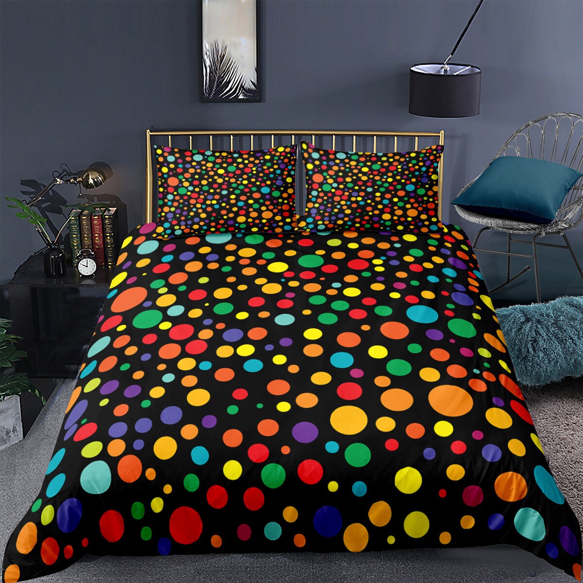 Girls Polka Dot Duvet Cover Set Twin 3pcs Dotted Modern Etsy