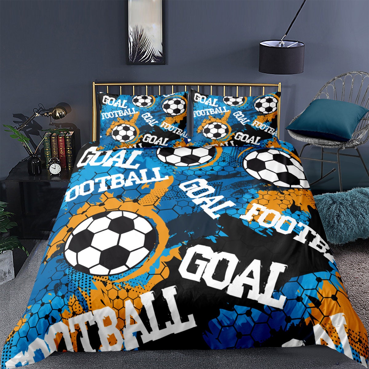 Kids Football Bedding Set Sports Theme Comforter Cover for Etsy