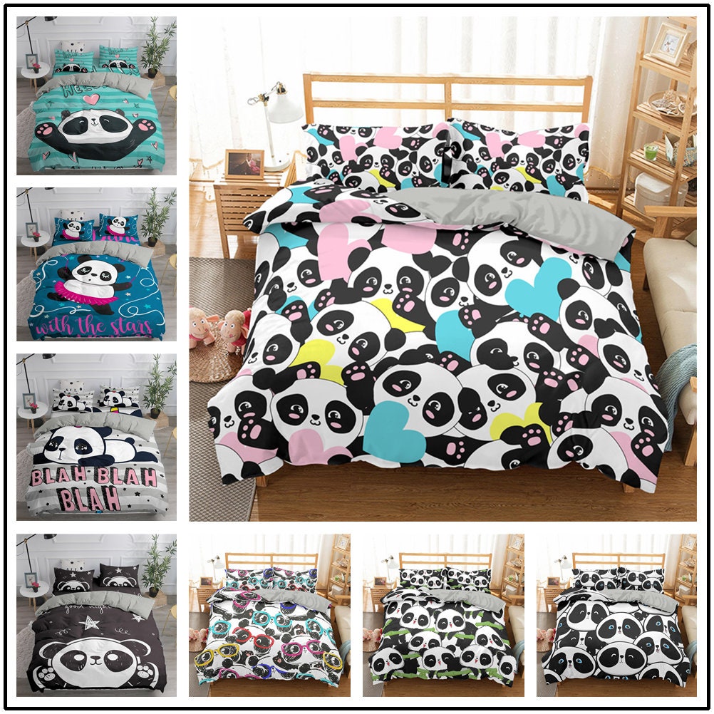 Kid Duvet Cover Full Cute Panda Bedding Set for Bedroom Etsy