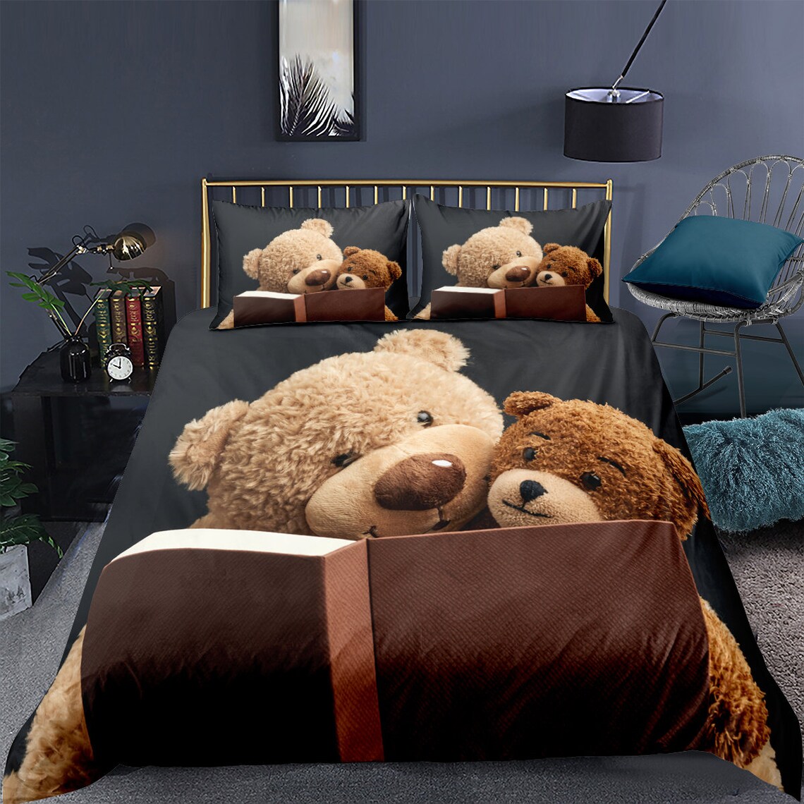 Bear Comforter Cover Cartoon Bear Duvet Cover Bedding Set Etsy