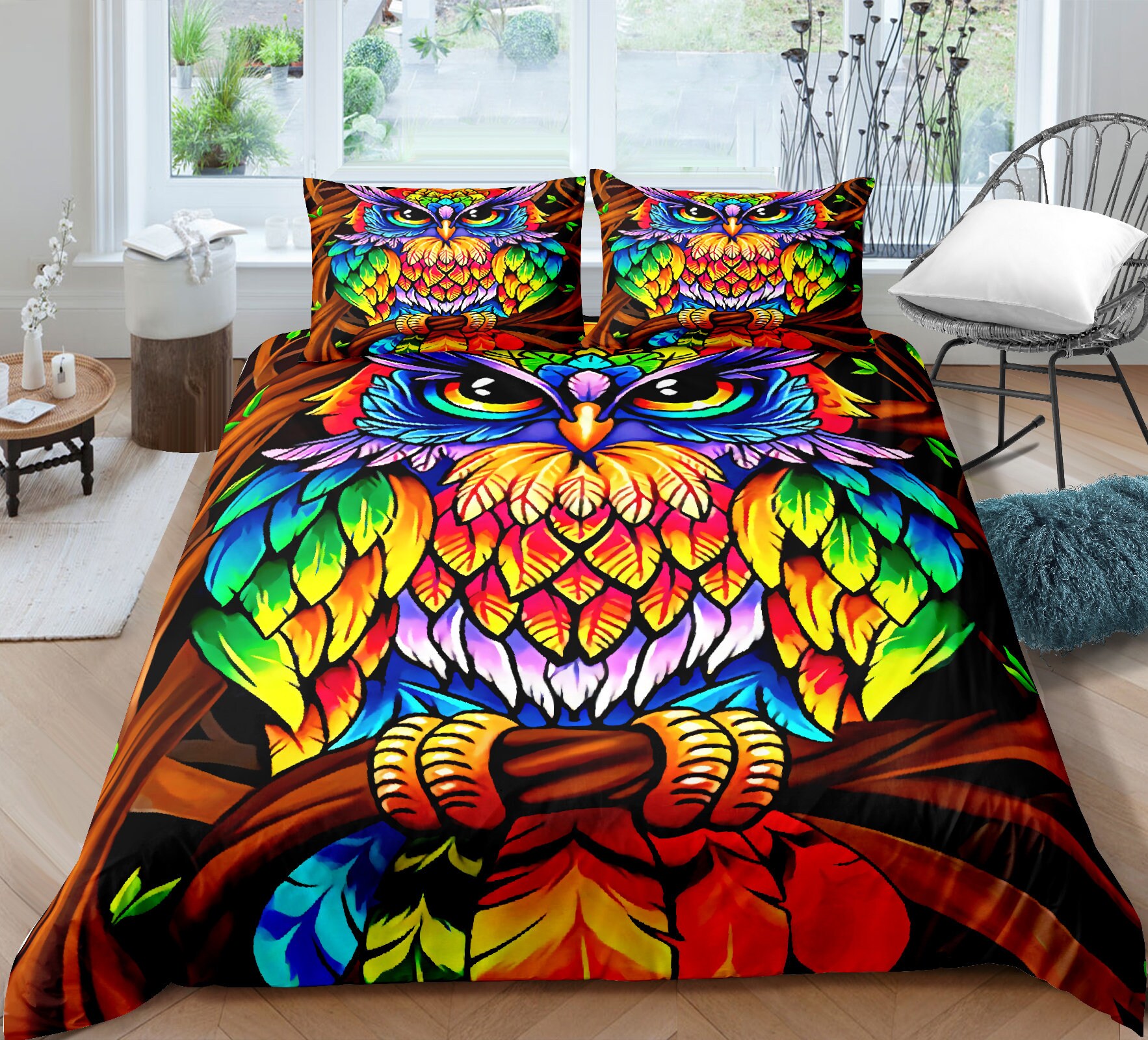 Owl Bedding Set 3D Boho Owl Duvet Cover Set for Kids Boys Etsy UK