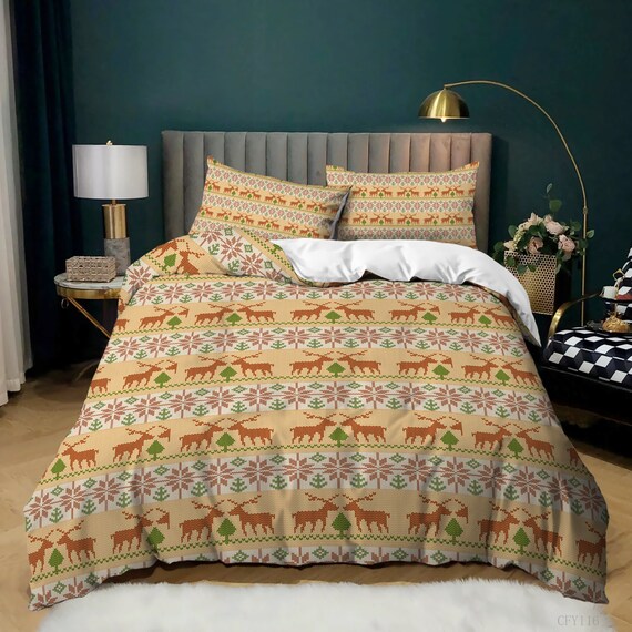 Moose Comforter Cover Christmas Theme 