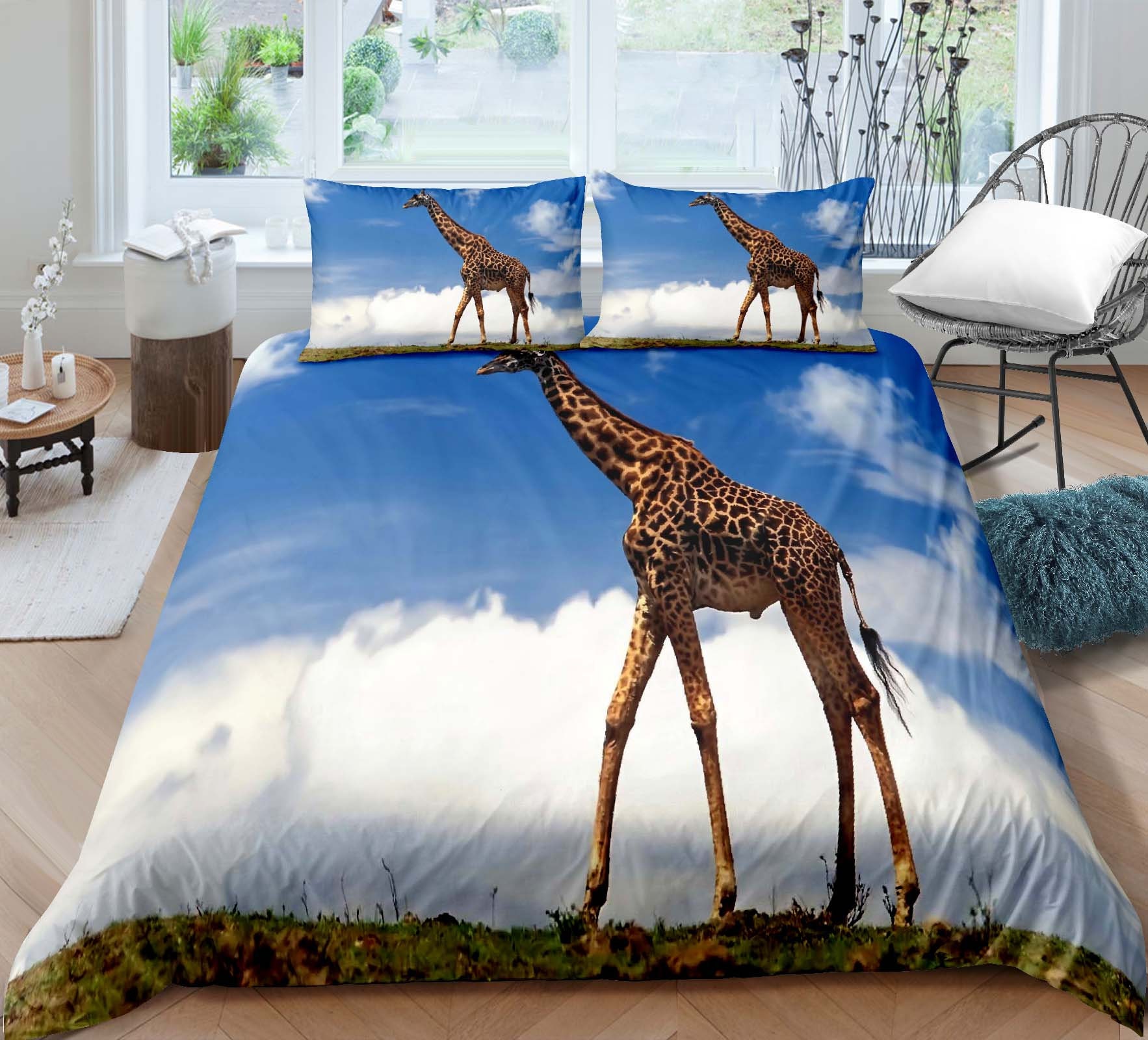 Giraffe Printed Bedding Set King Size Giraffe Duvet Cover Set Etsy UK