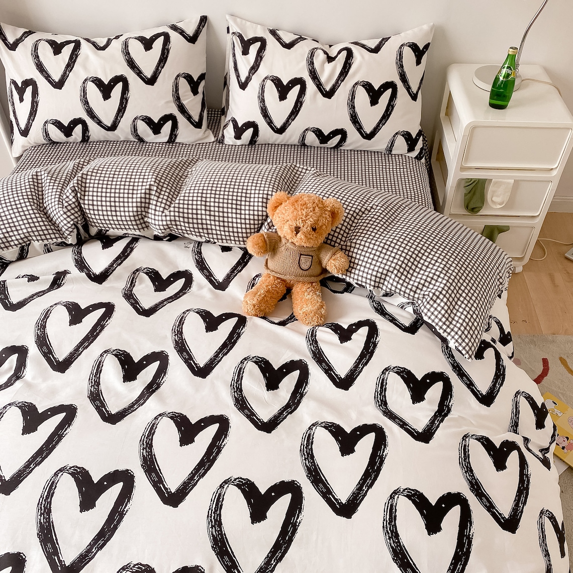 Love Duvet Cover Queen Heart Shaped Bedding Sets Full White Etsy UK