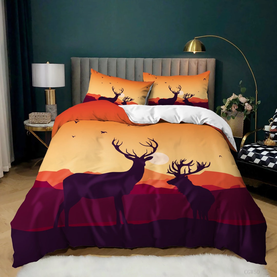 Antler Bedding Set King Whitetail Deer Duvet Cover Stag Etsy