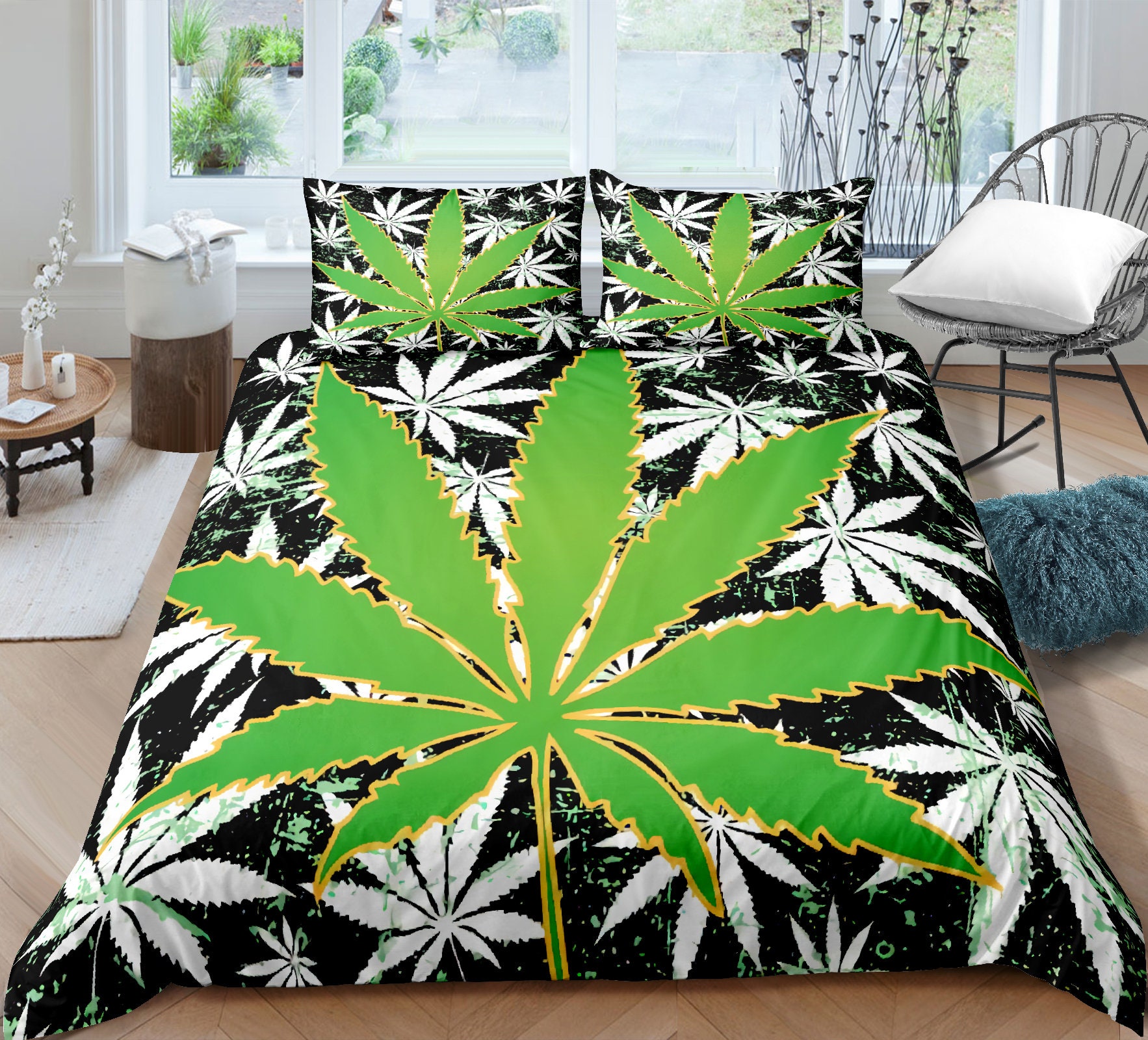 Marijuana Leaf Duvet Cover King Size 