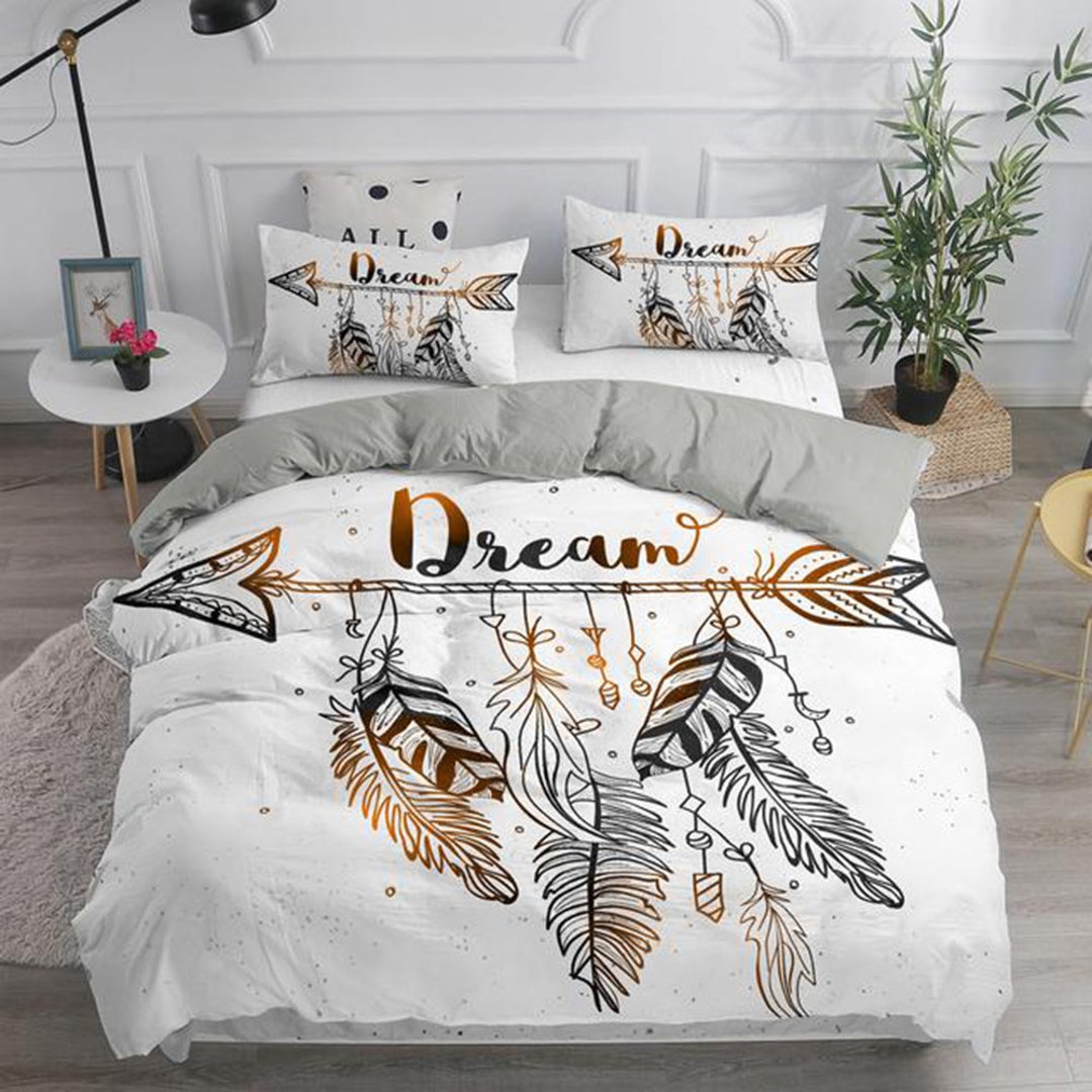 MUSOLEI Bettbezug 140x200 Cm Mit Traumfänger-Muster - Atmungsaktive Mikrofaser-Bettwäsche In Blau/Weiß