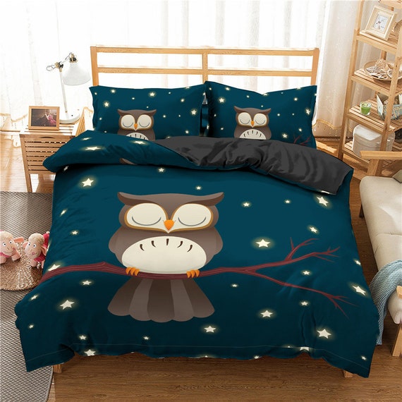 Watercolor Owl Comforter Cover 