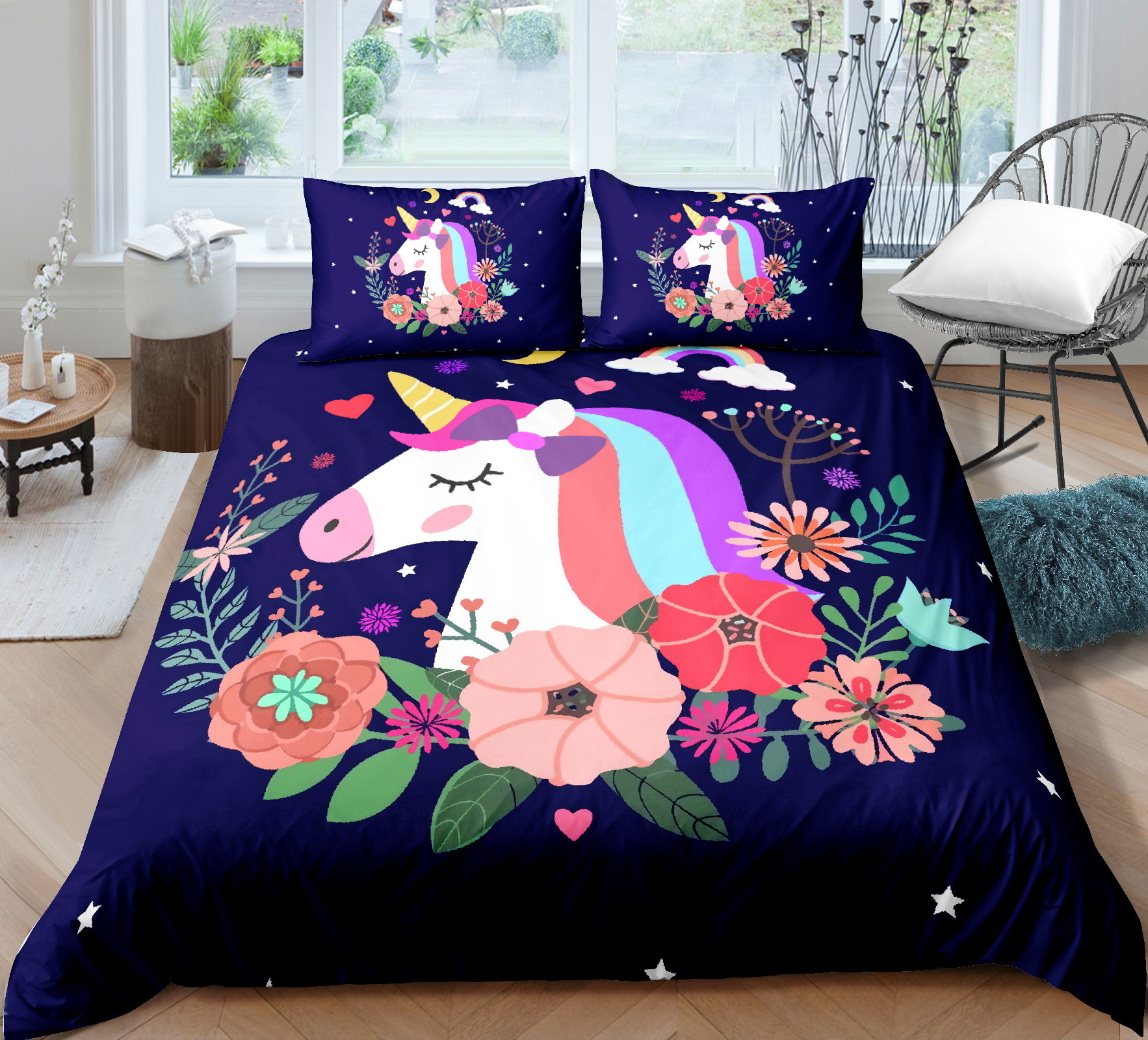 Unicorn Twin Bedding for Girls 3 Piece Unicorn Bed Set Cartoon Etsy