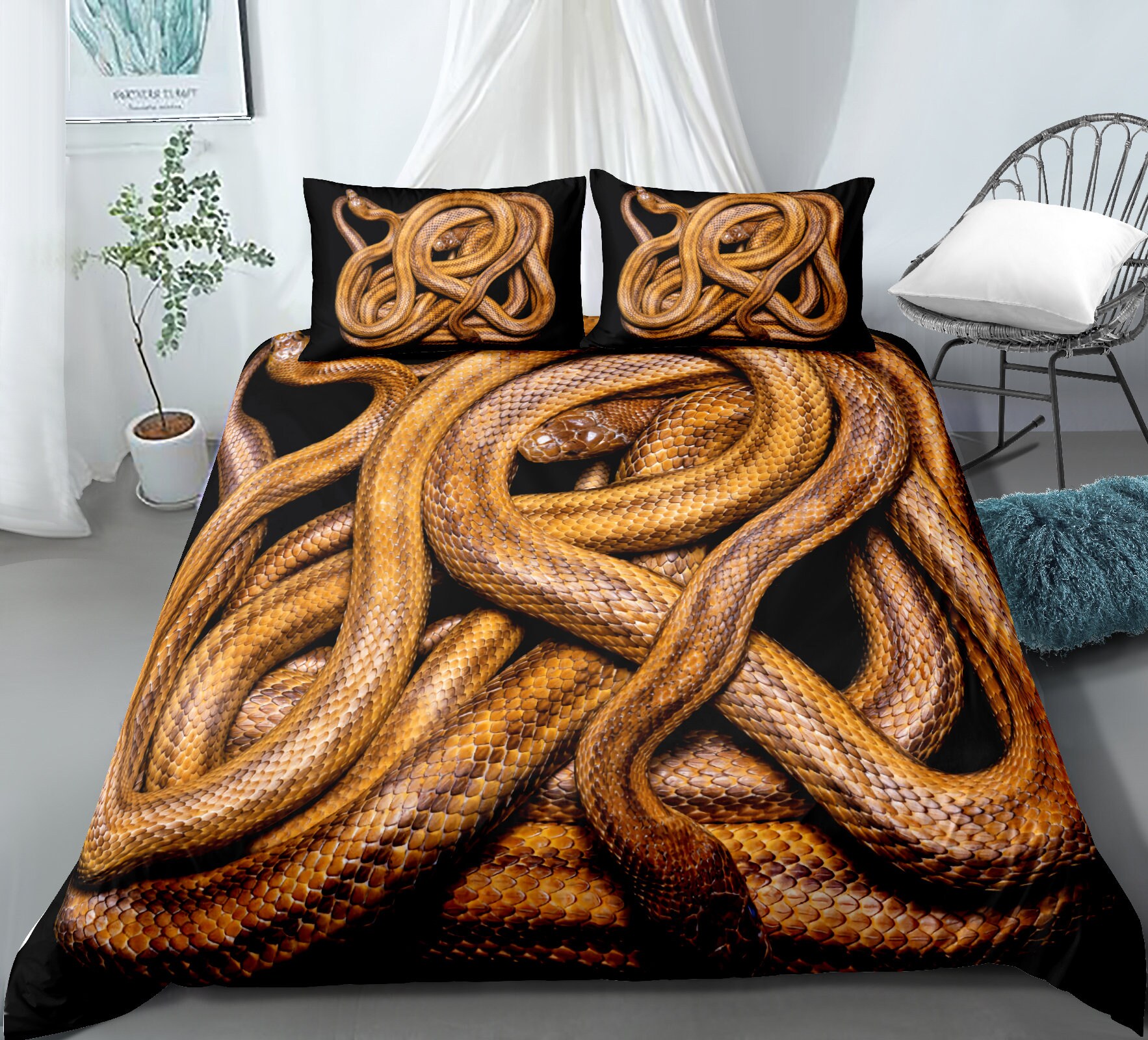 Snake Coverlet Set Cold-Blooded Animal Printed Decor Teal Quilted Coverlet Natural Theme Bedding Comforters Set Wild Animal Snake Pattern Bed Cover Set for Adult Women Boys Teens Soft Twin Size