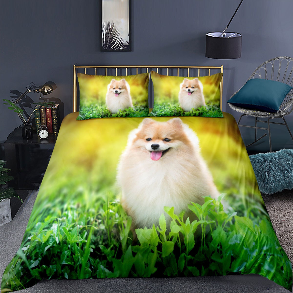 Hund gedruckt Bettwäsche Set Twin Größe weiß Hund Bettdecke Etsy