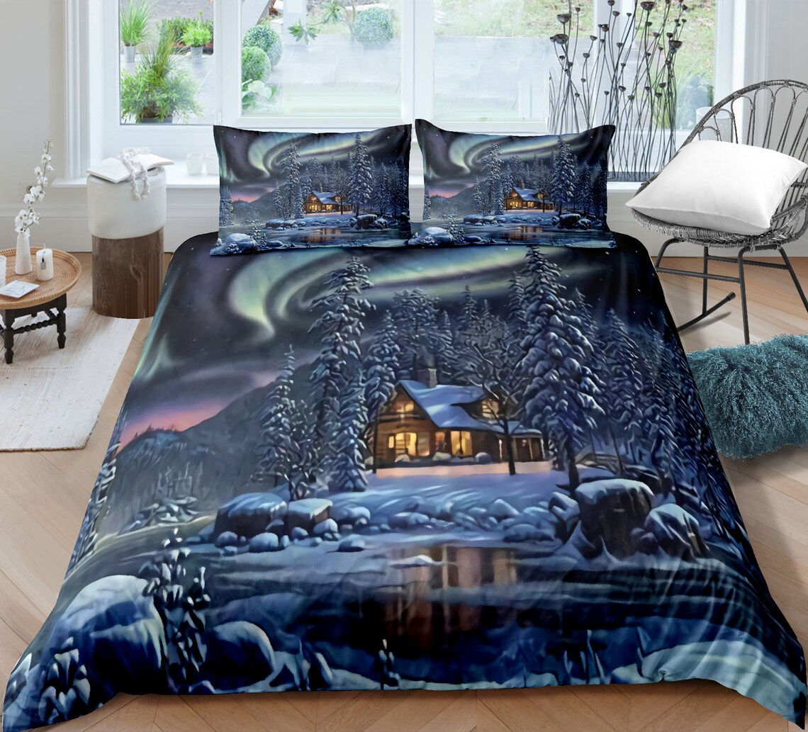 Merry Christmas 3 Pieces Duvet Covers Set with 2 Shams Santa Etsy