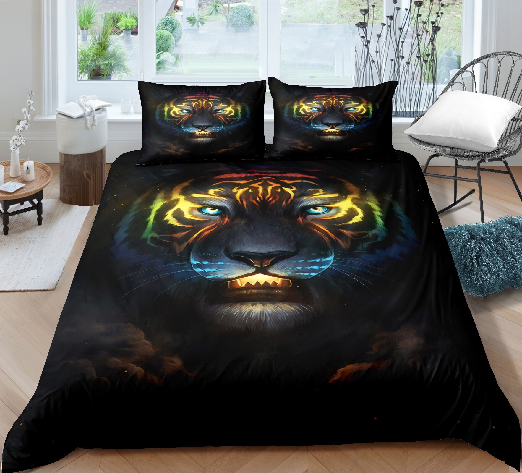 Lion Bedding Animal Duvet Cover Set King Size Lightning Lion Etsy UK