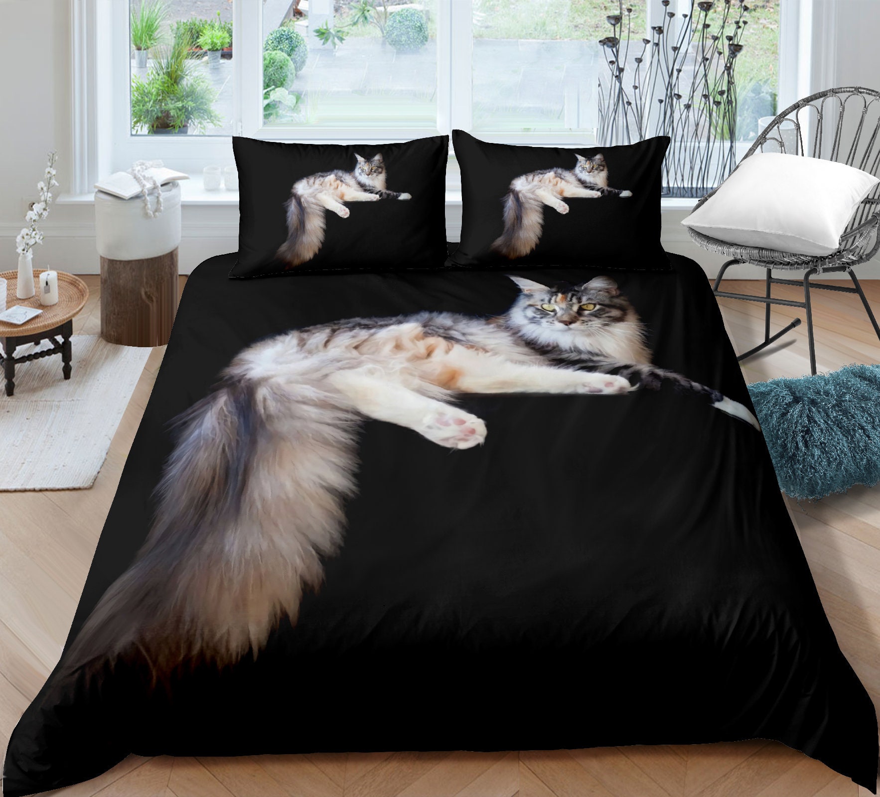 Cat Duvet Cover Queen Size Girls Bedding Duvet Cover Cute Etsy UK