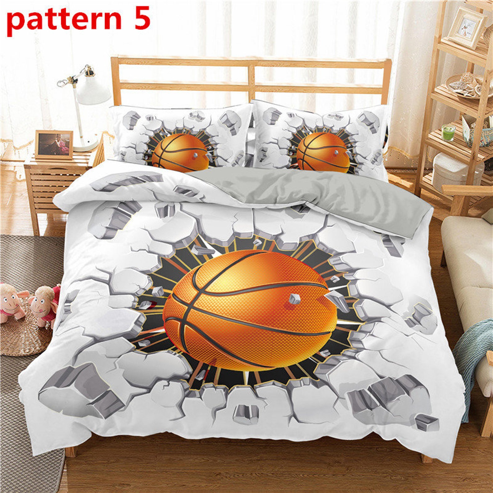 Basketball Pattern Bedding Sets Full Sports Game Collections Etsy