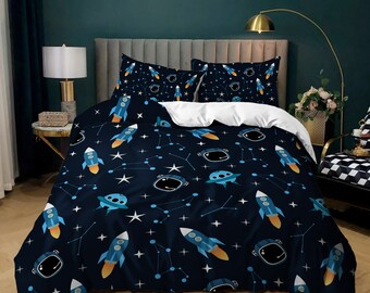 Constellation Comforter Bedding Sherpa FULL QUEEN Boy Black Teens Outer Space NW