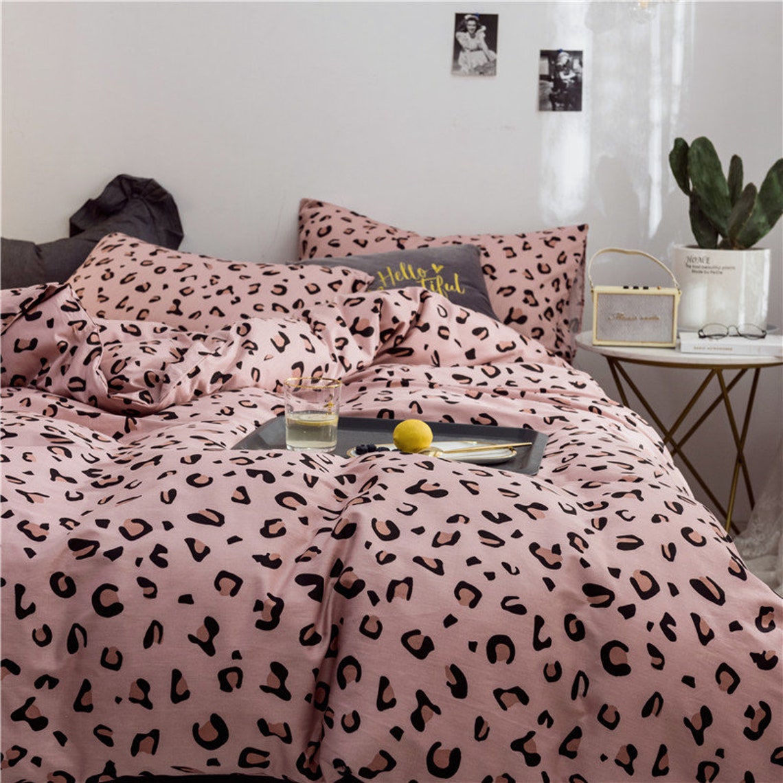 Duvet Cover Set Twin 100 Cotton Bedding Leopard Cheetah Etsy