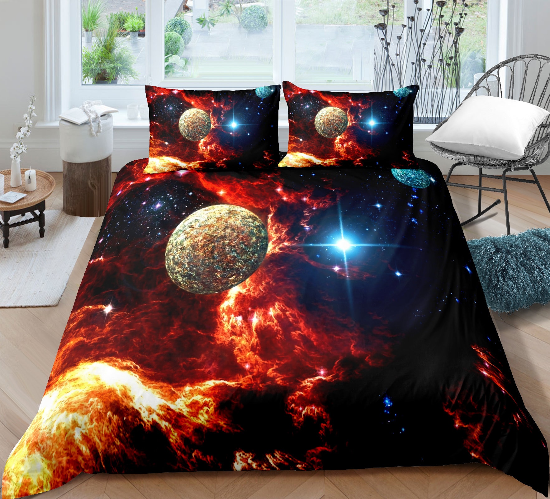 Bedding Sets King 3 Piece Outer Space Universe Duvet Etsy