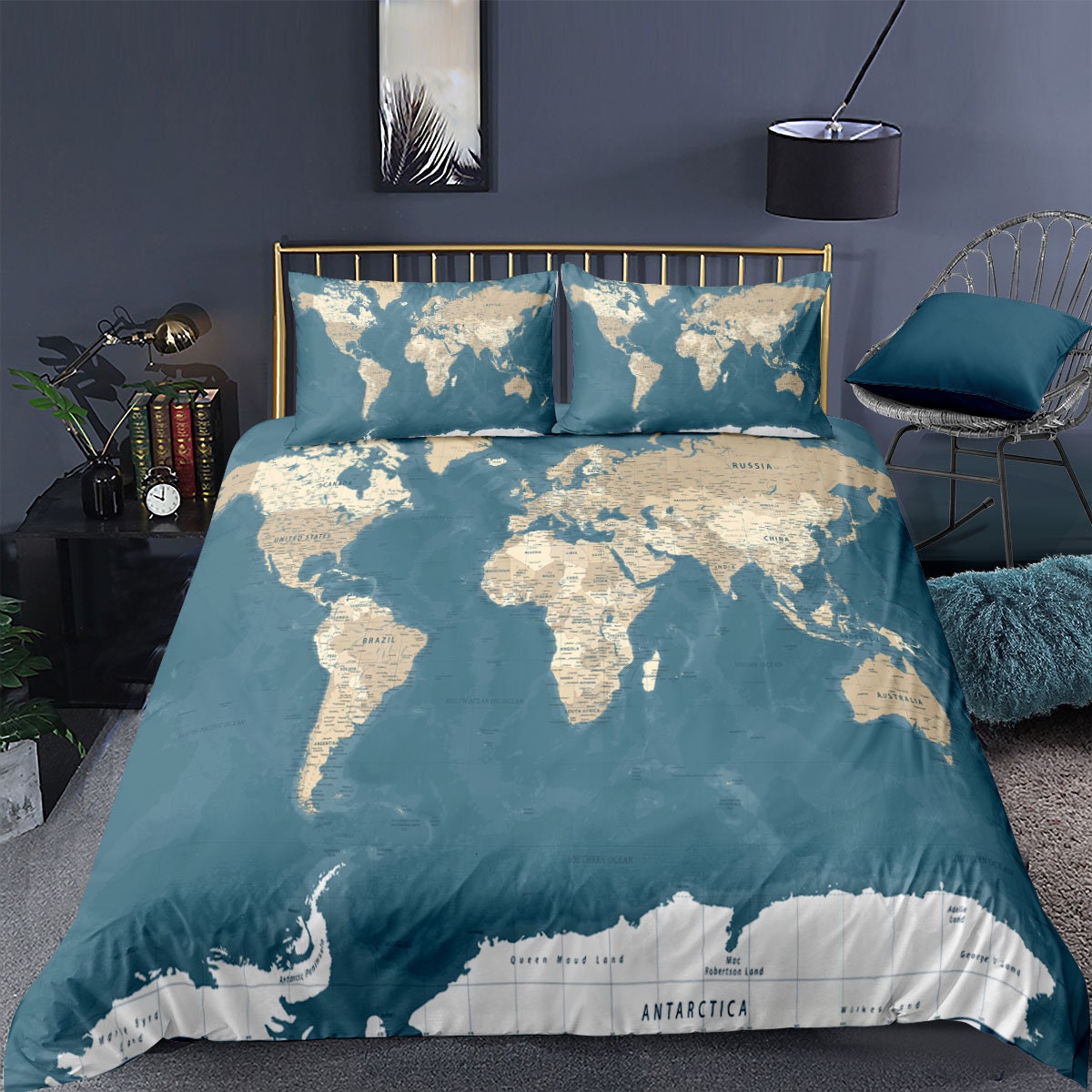 World Map Duvet Cover Set Collage Antique Old Atlas M vrogue.co