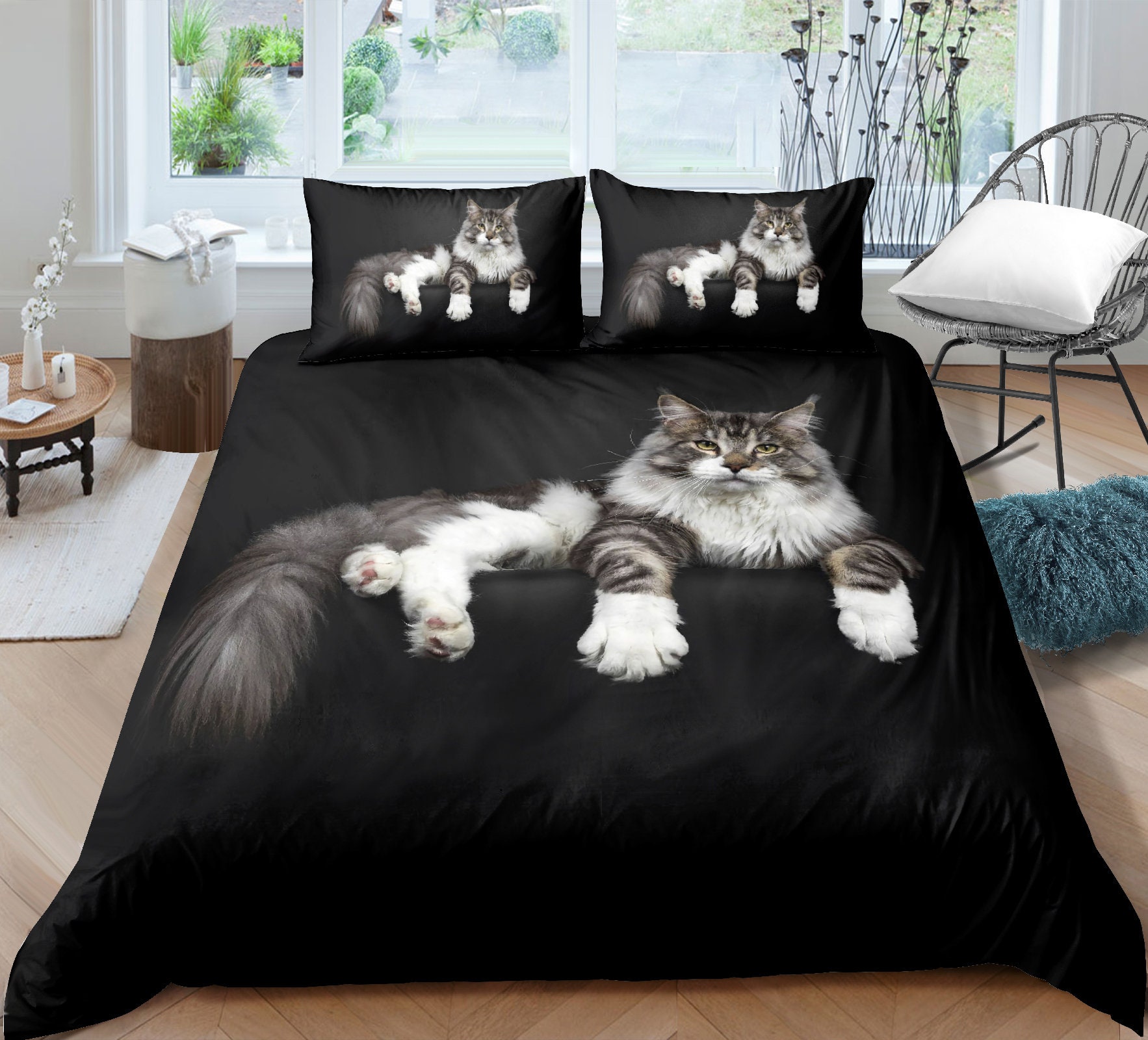Cat Print Duvet Cover Set Full Size Bedding Set 3D Vivid Cats Etsy