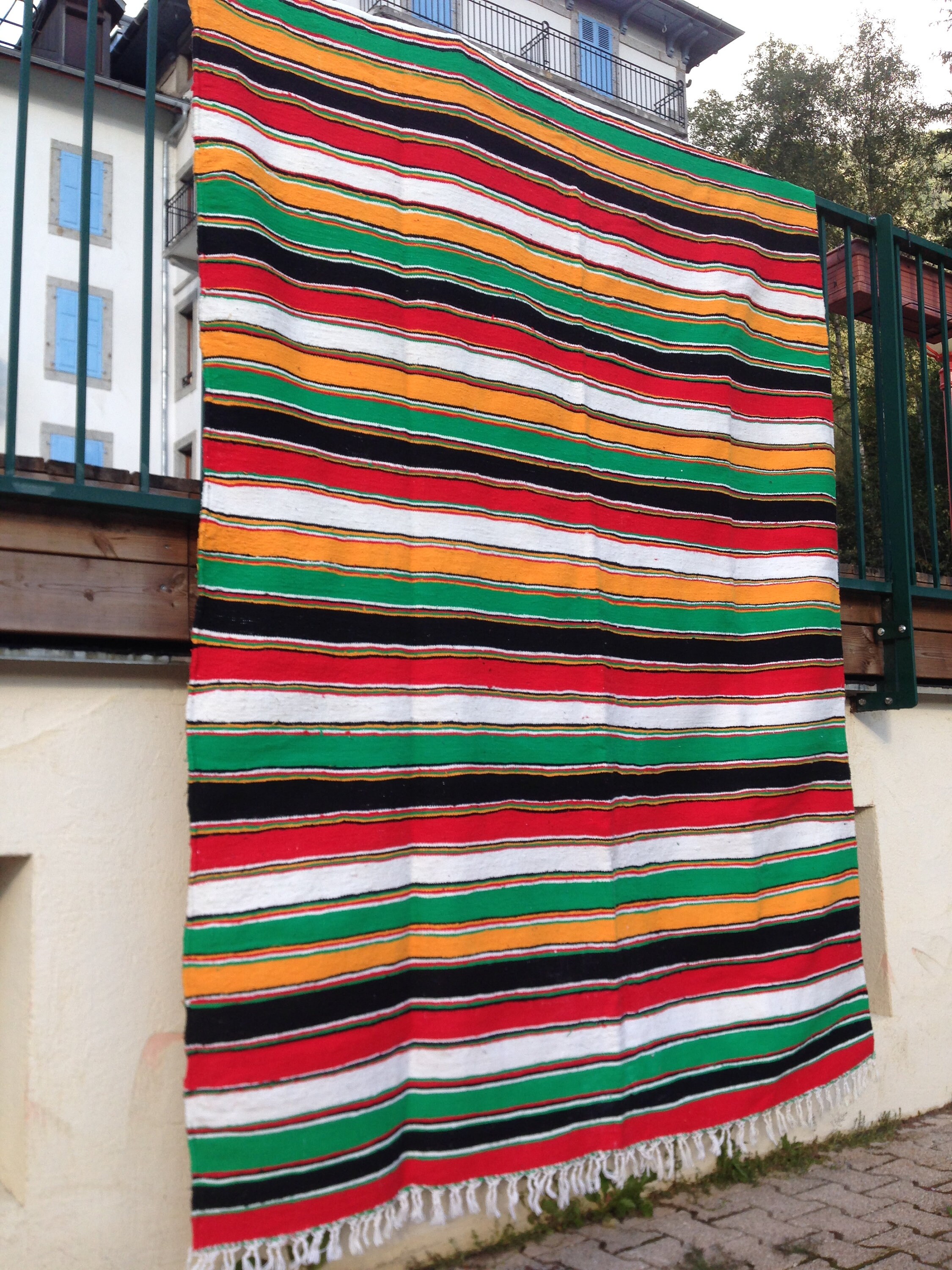 Grand Tapis Berbère Kilim En Laine – Paille Multicolore, 280x185 Cm, Fait Main