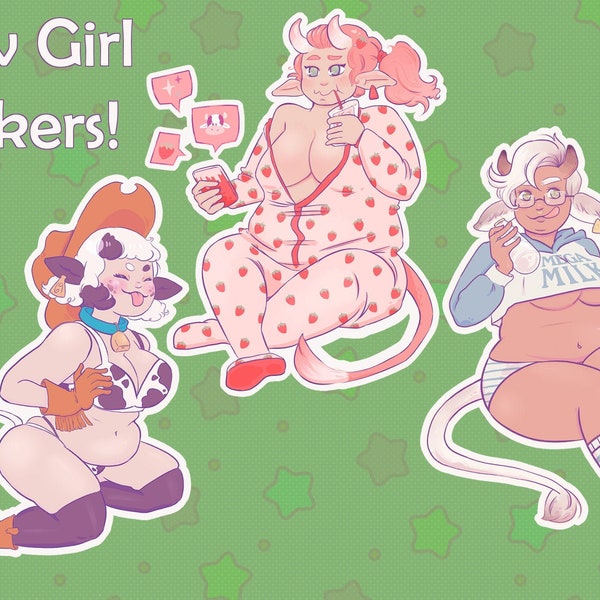 4in holographic Cow Girl stickers