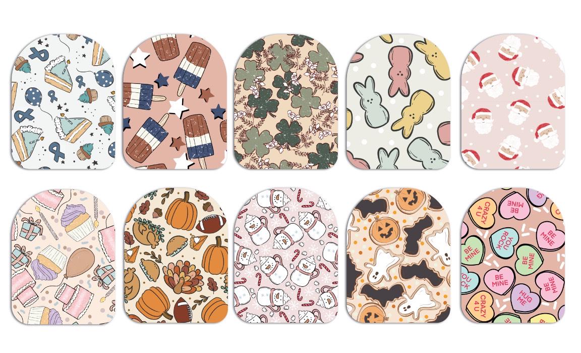 Omnipod Fabric Stickers for Surface of Pod l 10 Pack Holiday Omnipod Sticker | Omnipod Patch Stickers | One Time Use | Glucomart