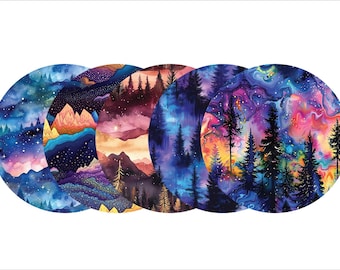 Glucomart CGM Patches for Libre 3, Dexcom G7, Lingo, Stelo – 5 Pack Adhesive Covers | 14+ Day Hold | Mystic Mountains Design