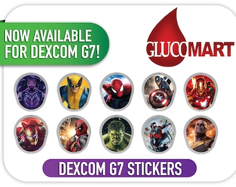 Dexcom Transmitter Stickers for Dexcom G7 Transmitter Decals Kids Dexcom G7 Sticker 10 Pack Hero Dexcom G7 Stickers T1D Diabetes - Glucomart