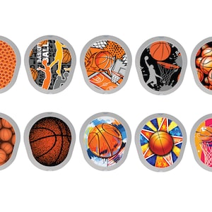 May include: Ten different basketball-themed designs for a phone case. The designs feature basketballs, players, and other basketball-related imagery.