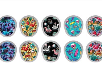 Dexcom G7 Transmitter Stickers, Alt Summer CGM Stickers, Pair with Glucomart Dexcom G7 Patches, 10 Count Dexcom G7 Stickers