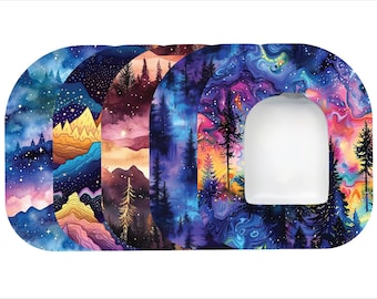 Omnipod Patches by Glucomart, Hypoallergenic & Waterproof, Pair with Glucomart Omnipod Stickers, Mystic Mountains Omnipod Overpatches, 5-CT