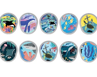 Dexcom Transmitter Stickers for Dexcom G7 Transmitter Decals Kid Dexcom G7 Sticker 10 Pack Ocean Dexcom G7 Stickers T1D Diabetes - Glucomart