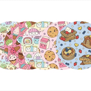 Glucomart CGM Patches for Libre 3, Dexcom G7, Lingo, Stelo – 5 Pack Adhesive Covers | 14+ Day Hold | Kawaii Foods Design
