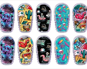 Dexcom G6 Transmitter Stickers (10 Count), Alt Summer CGM Stickers, Pair with Glucomart G6 Patches, Reusable Dexcom G6 Stickers - Glucomart