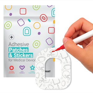 Omnipod Patches by Glucomart, Hypoallergenic & Waterproof, Pair with Glucomart Omnipod Stickers, Color Me Football Omnipod Overpatches, 5-CT