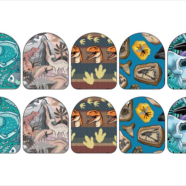 Omnipod Fabric Stickers for Surface of Pod l 10 Pack Prehistoric Omnipod Sticker | Omnipod Patch Stickers | One Time Use | Glucomart