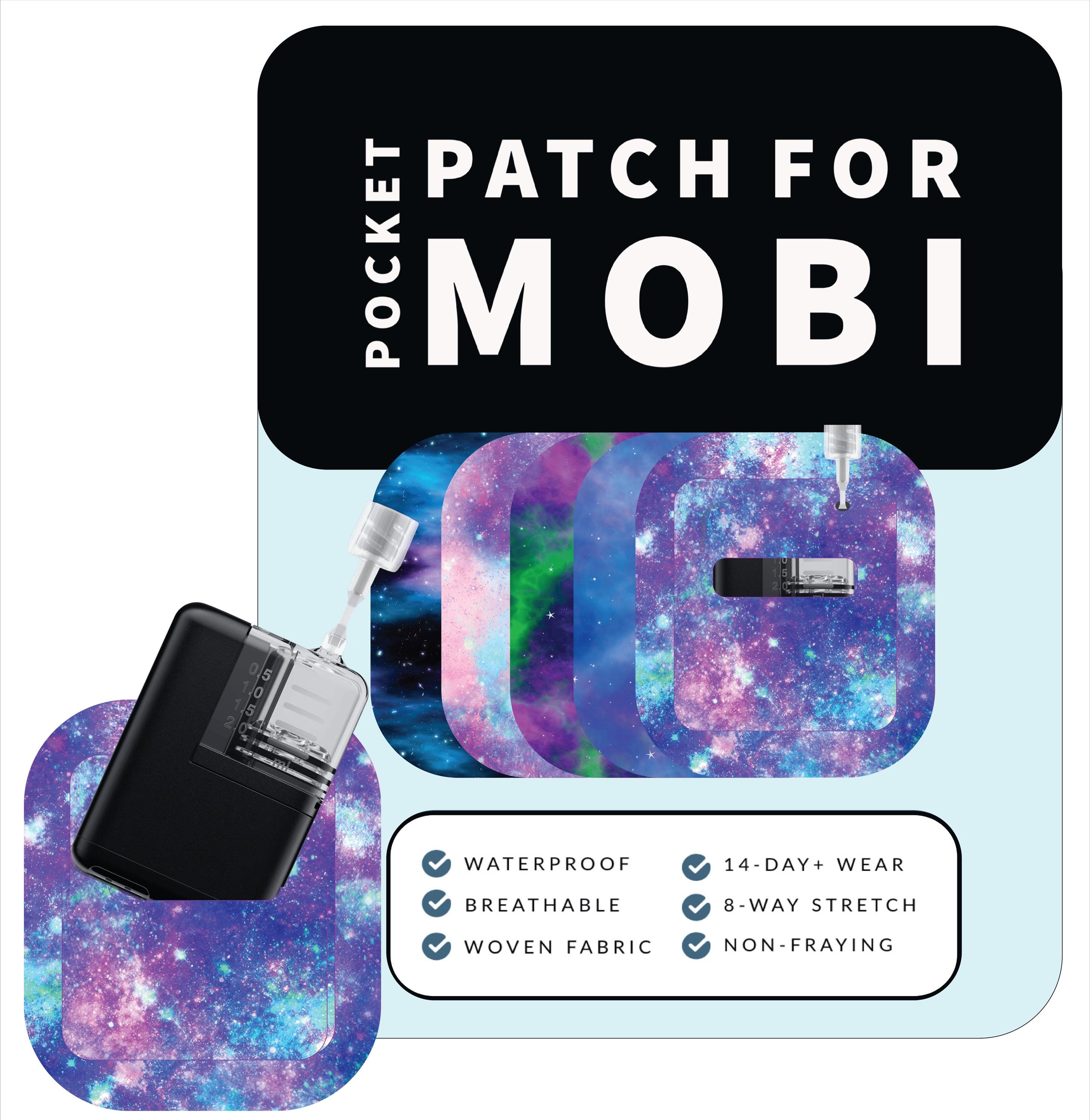 Glucomart Adhesive Pocket for Mobi | Secure & Comfortable | Durable Wearable Option for Mobi Insulin Pump | 5CT Galaxy Mobi Adhesive Pocket