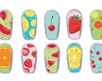 Dexcom G6 Transmitter Stickers, Fruits CGM Stickers to Personalize Your Device, Pair with Glucomart Dexcom G6 Patches, 10 Dexcom G6 Stickers