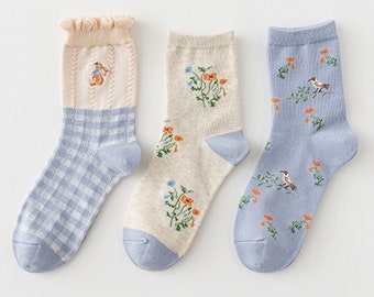 3er Pack Blaue Kaninchen Socken für Frauen, Geschenk für Sie