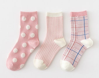 3er Pack Pinke Socken für Frauen, Geschenk für Sie