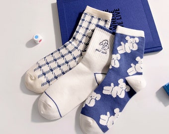 3er Pack Hunde Muster Socken für Frau, Geschenk für Sie