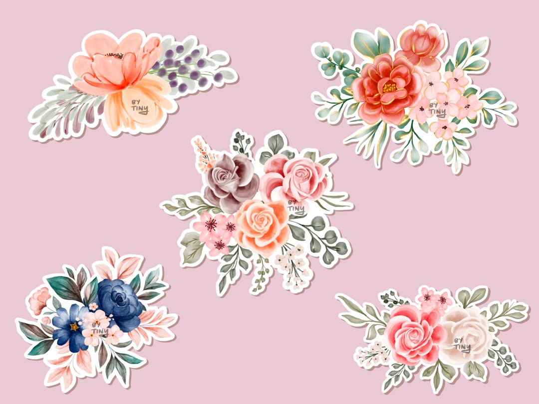 Transparent Flower Sticker Floral Art Stickers Floral Design ...