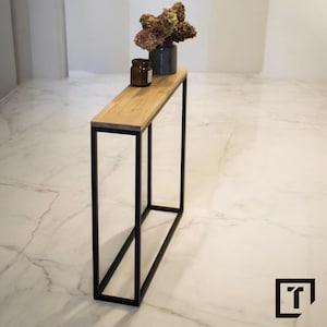 Handmade Konsolentisch, Regal Eingangsbereich | Holzkonsole Oak table Arbeitsplatte aus Eiche | Industrial Console Table 30cm depth