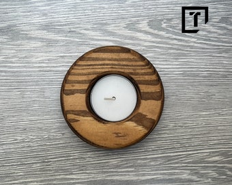 Runder Ein einfacher Mini-Kerzenhalter für einen Holztisch | Leuchter | Leuchter