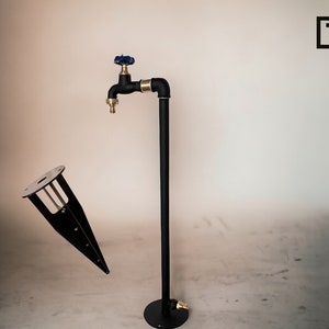 1x INOX Rohr Garten Wasserhahn | gartenhahn | wasserzapfsule garten | Gartenkran | mit Wasserschnellkupplung