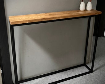 Konsolentisch, Regal Eingangsbereich / Holzkonsole Mesa de roble Arbeitsplatte aus Eiche / Mesa consola industrial