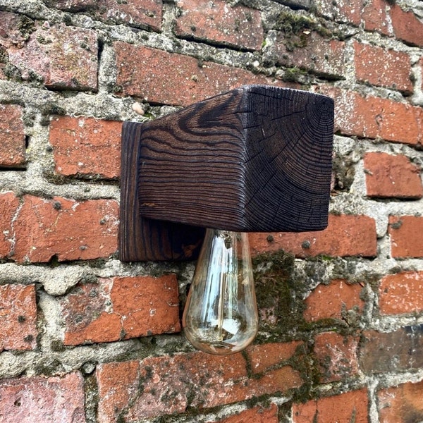 Holz Lampe | WandLampe | Wandlampe aus Holz | Holzbalkenlampe