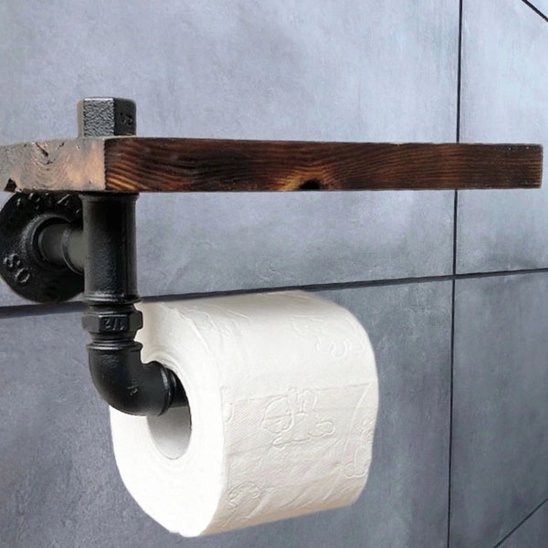 Toilettenpapierhalter Bad Loft Industrialstyle Metal holder wc Industrial Pipe Single Toilet roll mit Ablage