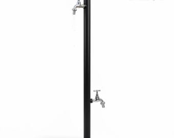 Modern Dual Faucet Outdoor Tap Stand | Stainless Steel Garden Hydrant Post